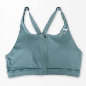 Gymshark Teal Zip-Front Padded Sports Bra